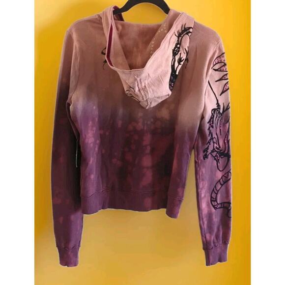 Key Closet Jacket Womens Med Hearts Studded Y2K Hoodie Tattoo Asian Tiger A115 - Picture 2 of 8